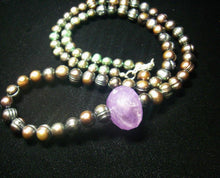Black Pearls, Amethyst, Sterling Silver Necklace - Leila Haikonen Jewellery