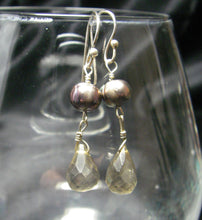 Smoky Quartz, Black Pearls Silver Drop Earrings - Leila Haikonen Jewellery