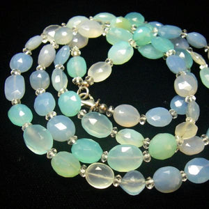 Blue, Lilac & Clear Chalcedony Silver Necklace - Leila Haikonen Jewellery