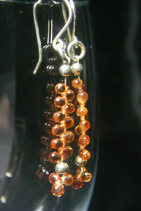 Orange Sapphire Briolette Silver Earrings - Leila Haikonen Jewellery