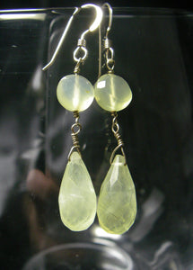 Prehnite, Yellow Chalcedony, Sterling Silver Earrings - Leila Haikonen Jewellery