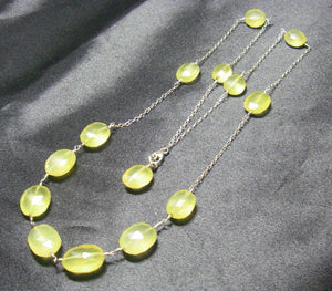 Yellow Chalcedony, Silver Chain Necklace - Leila Haikonen Jewellery