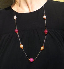 Pink Chalcedony & Carnelian Silver Chain Necklace - Leila Haikonen Jewellery