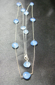 Blue Chalcedony, Silver Chain Necklace - Leila Haikonen Jewellery