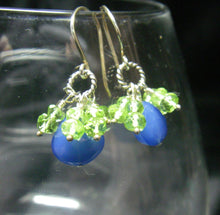 Blue Chalcedony, Green Peridot Silver Earrings - Leila Haikonen Jewellery