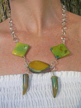 Tribal Yellow Green Agate, Silver Chain Necklace - Leila Haikonen Jewellery