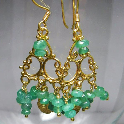 Emerald Earrings 24k Gold Vermeil over Sterling Silver - Leila Haikonen Jewellery