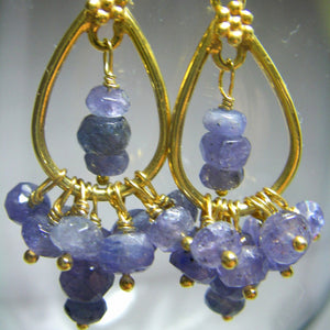 Tanzanite Earrings 24k Gold Vermeil over Sterling Silver - Leila Haikonen Jewellery