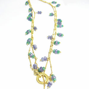 Lovely Tanzanite, Emerald, 24k Gold Vermeil, Sterling Silver Necklace - Leila Haikonen Jewellery
