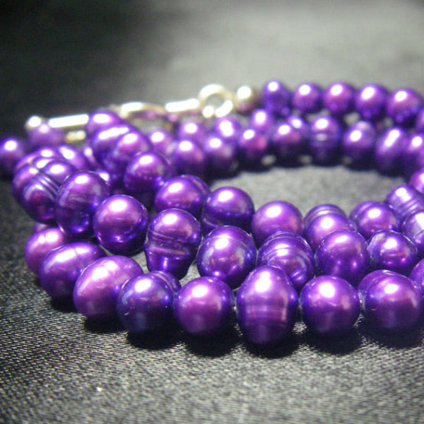 Lovely Purple Freshwater Pearl Silver Necklace - Leila Haikonen Jewellery