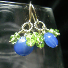 Blue Chalcedony, Green Peridot Silver Earrings - Leila Haikonen Jewellery