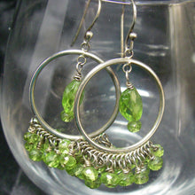 Green Peridot, Sterling Silver Hoop Earrings - Leila Haikonen Jewellery