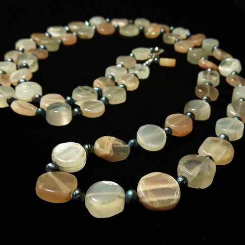 Moonstone & Pearl Silver Necklace - Leila Haikonen Jewellery