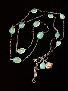 Blue Chalcedony Seahorse Charm Necklace - Leila Haikonen Jewellery