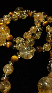 Golden Citrine, Tiger Eye & Silver Necklace - Leila Haikonen Jewellery