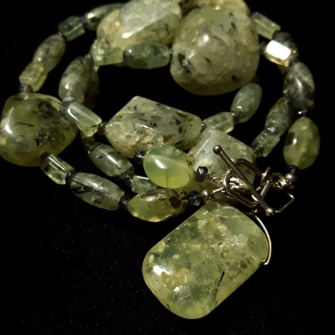 Prehnite & Iolite Silver Necklace - Leila Haikonen Jewellery