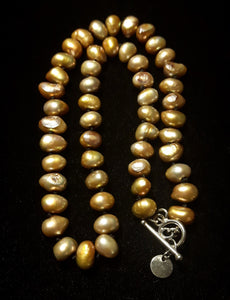 Golden Pearl Knotted Silver Necklace - Leila Haikonen Jewellery
